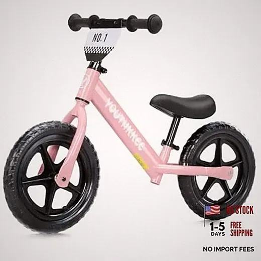 12 Inch Toddler Balance Bike for 1-3 Year Olds, No-Pedal Bike with Tool KC Pink