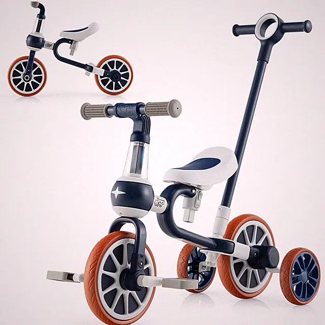 4-in-1 Toddler Bike Sliding Bike w/135° Limited Steering 4-Level Push Handle
