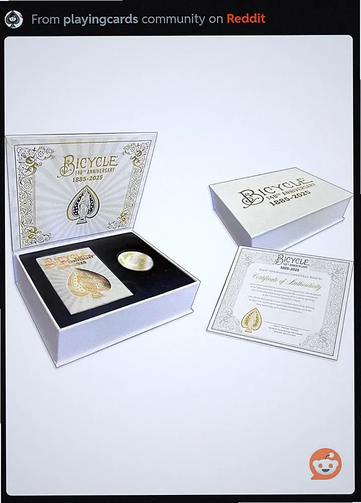 Bicycle 140th Anniversary Limited Edition Playing Cards Set with 1oz coin Sealed