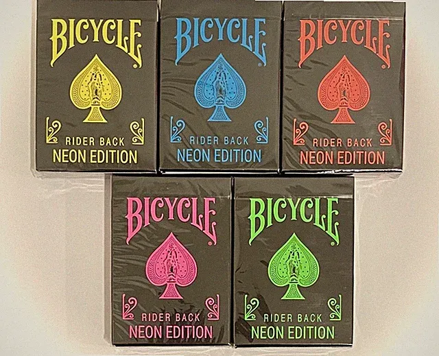 Bicycle Neon Rider Back Playing Cards x/1000 Limited Edition 5 Deck Set