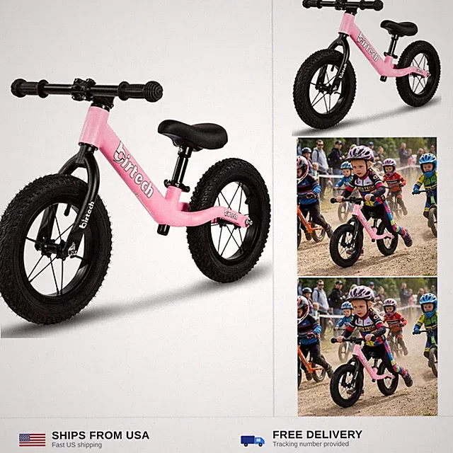 Birtech 12" Balance Bike for Boys and Girls 2-5 Year Old, Kids No Pedal Walki...