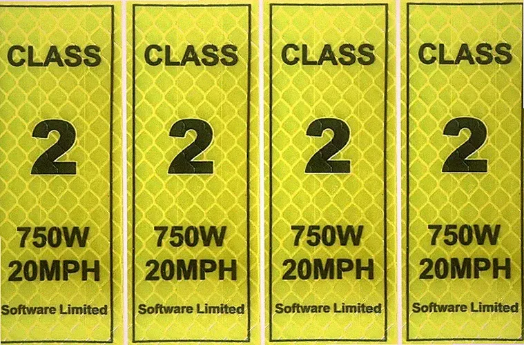 Class 2 Stickers for Electric Bicycle - Software Limited class2 Sticker, High-Vi