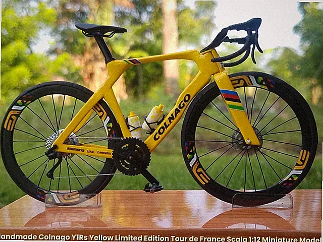 Handmade Colnago Y1Rs Tour de France Miniature Bike 1:12 with Display Case