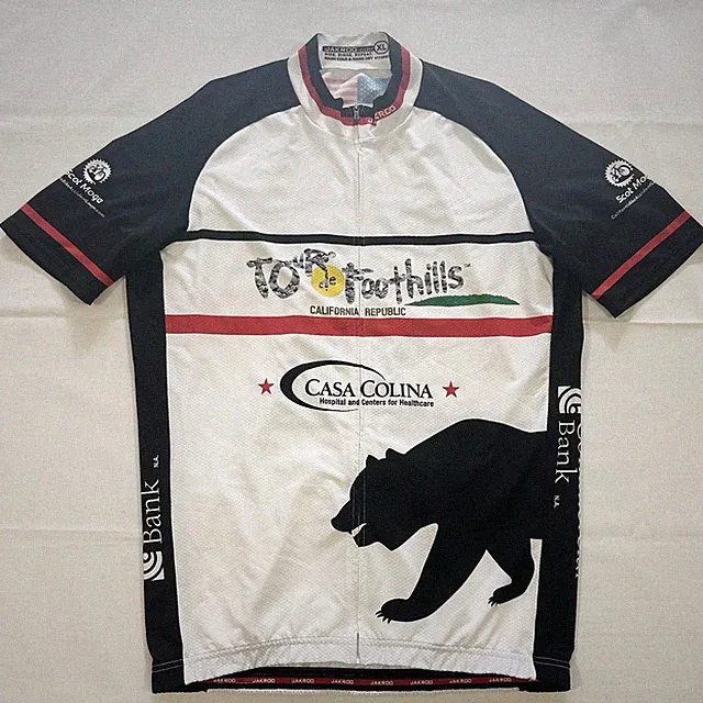 Jakroo Mens XL Tour de Foothills Cycling Jersey Zip Up S/S California Bear Flag