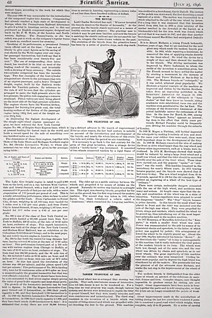 The Bicycle - The Velocipede - Tandem Velocipede -Bicycles of 1879, 1880 - 1896