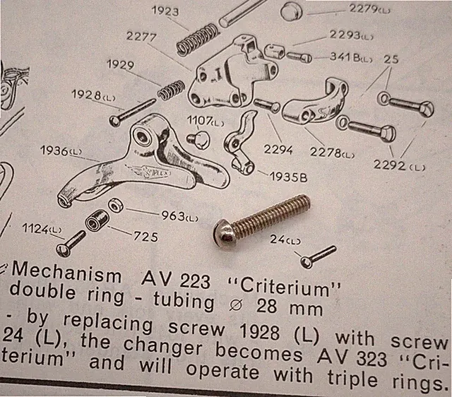 Vintage Bike Simplex Derailleur Adjustment Limit Screw NOS